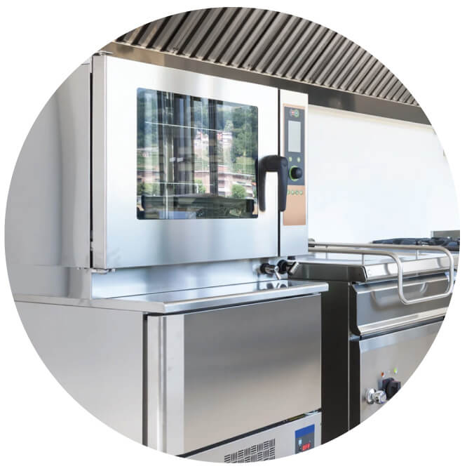 Picture of patented steamer oven used by MealPro's Montgomery  food delivery service to cook for nutrient retention.