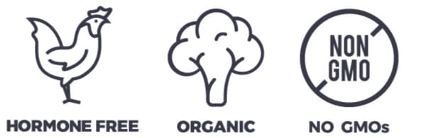 Picture of Hormone Free, Organic Produce and Non-GMO Icons