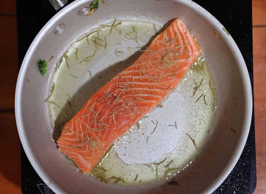 Pan sear the salmon