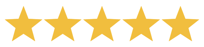Five yellow stars for the five star review.