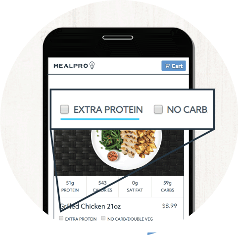 Customize your Atkins meals on the menu page. Customize your Atkins meals on the menu page