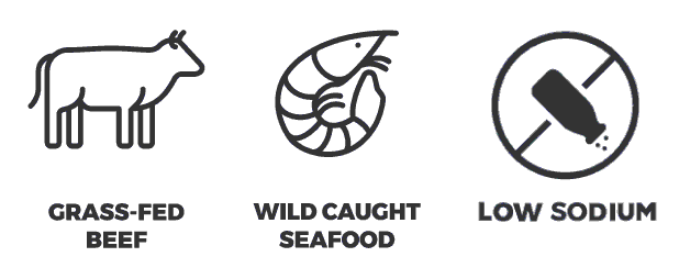 Symbols showing your bodybuilding meals are made with natural ingredients.