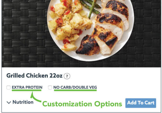 You can choose for your meals to have extra carbs on the menu page