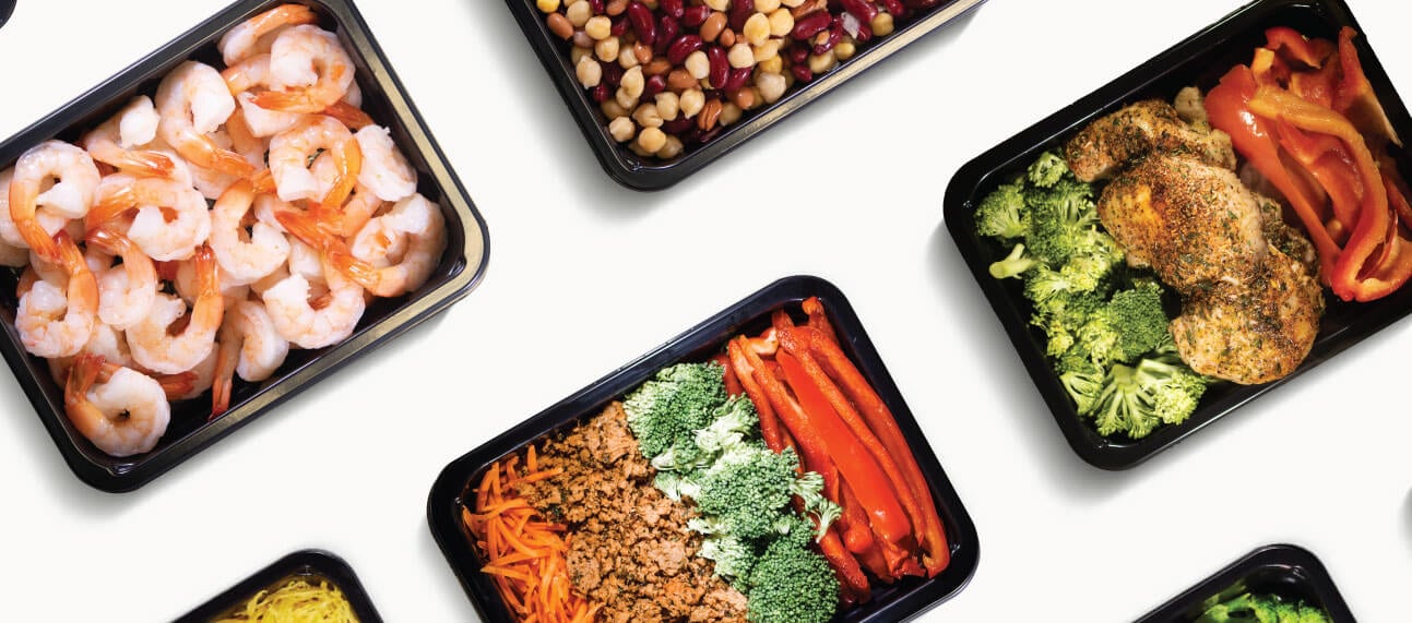 Healthy Atkins  Atkins  meals plated in a microwave safe Atkins  meal prep container