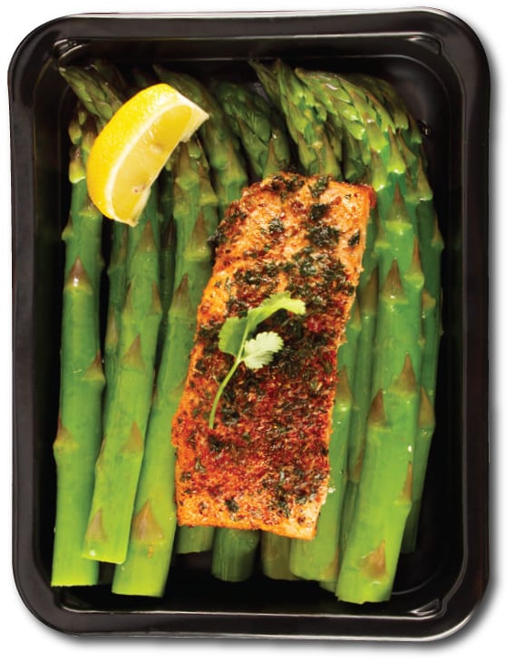 Easy Atkins meals conveniently dropped off at your door. Already Cooked and Portioned, Ready to be Enjoyed. Picture of a Atkins meal from the top view