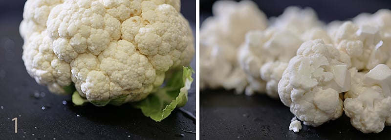 Cut cauliflower florets