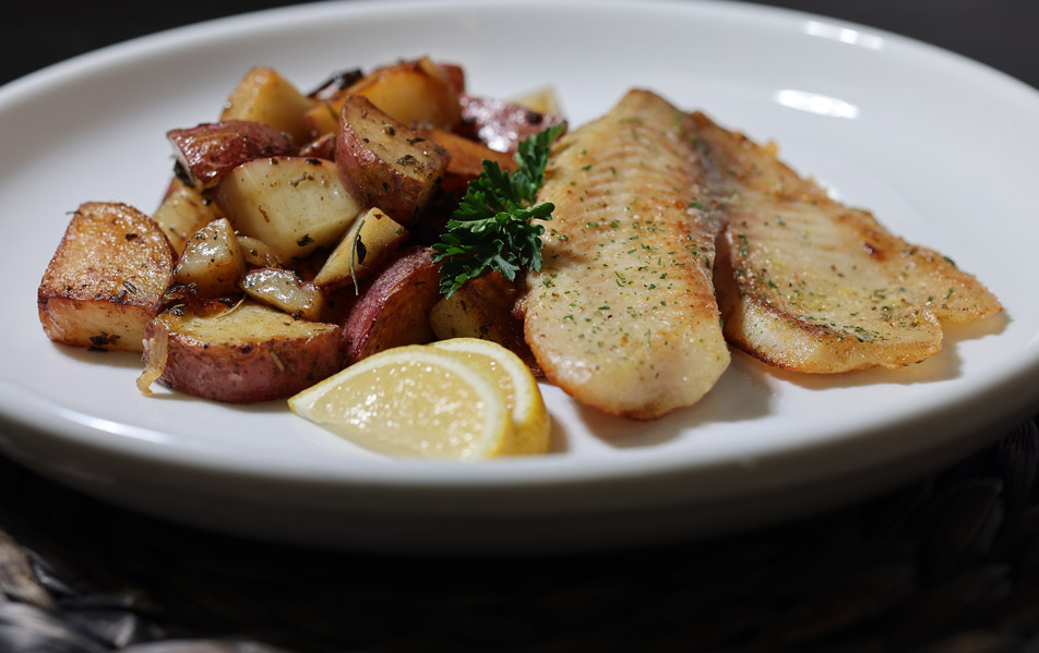 healthy fish and chips plated