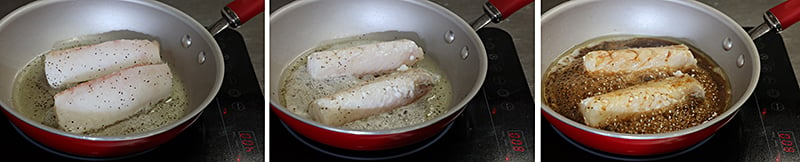 Pan searing cod