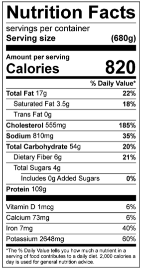 Athlete Garlic Chicken Nutrition