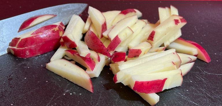 homemade french fry cutting