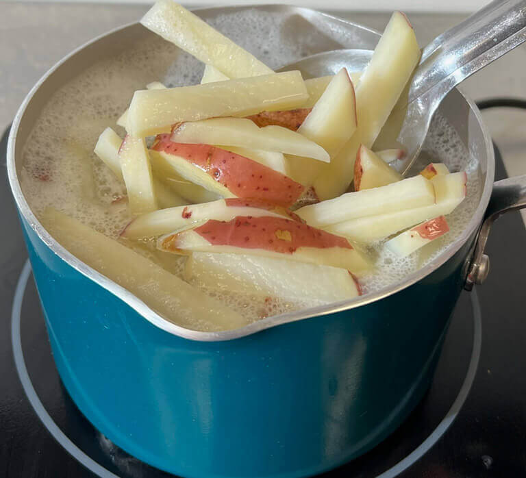 homemade french fry boiling