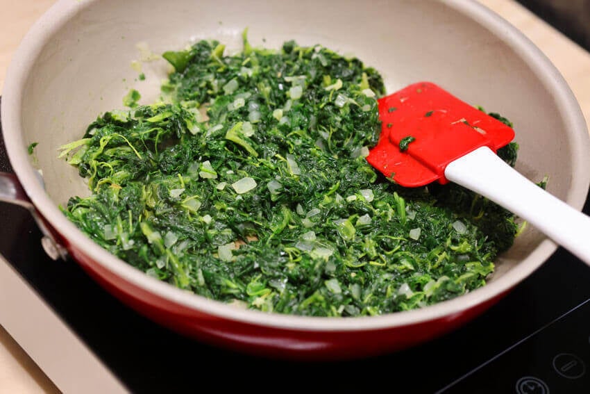 Add the spinach to the pan