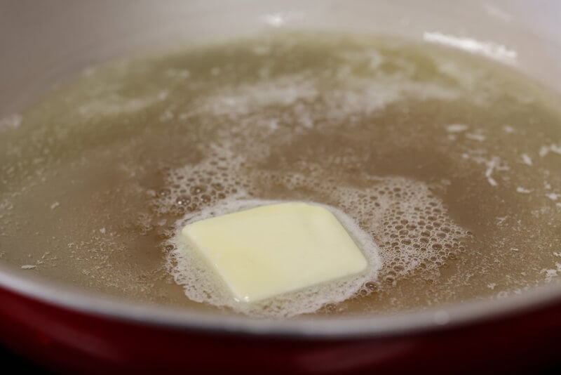 Melt butter in pan