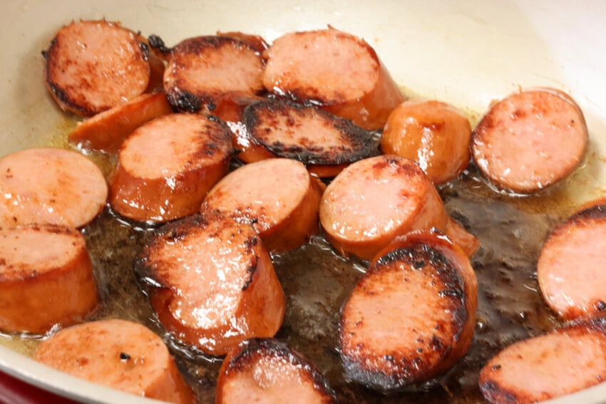 Add sausage to baking pan