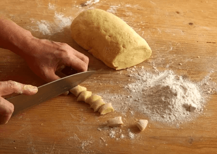 Roll the gnocchi dough into strips