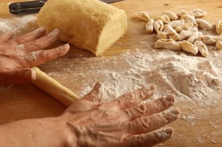 Roll the gnocchi dough into strips