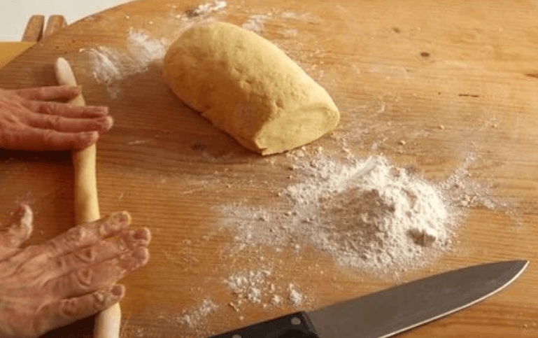 Place dough on cutting board to make gnocchi