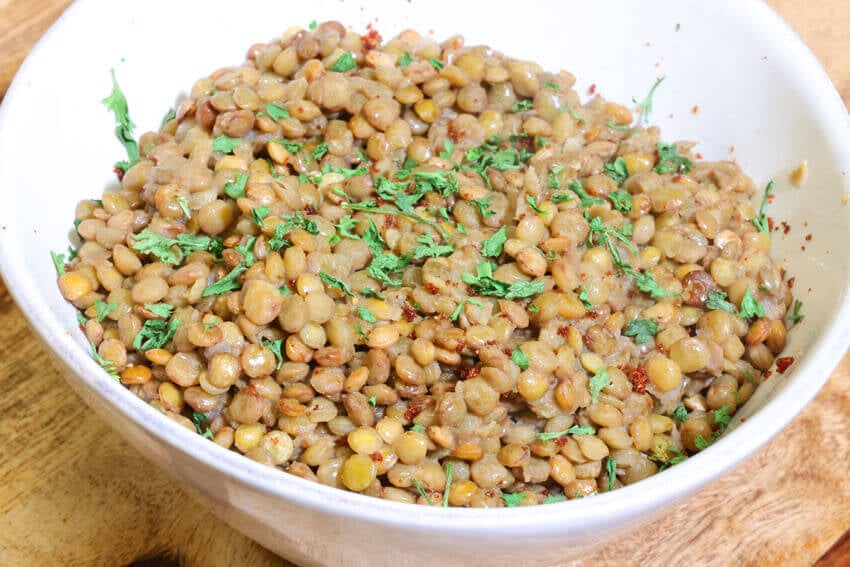 Lentil in water bath