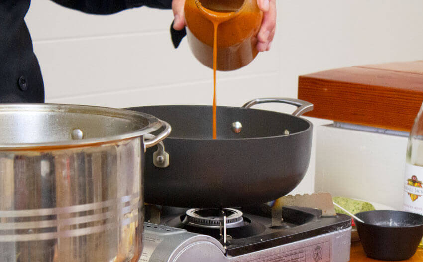 Pour Tomato Sauce into Large Pot