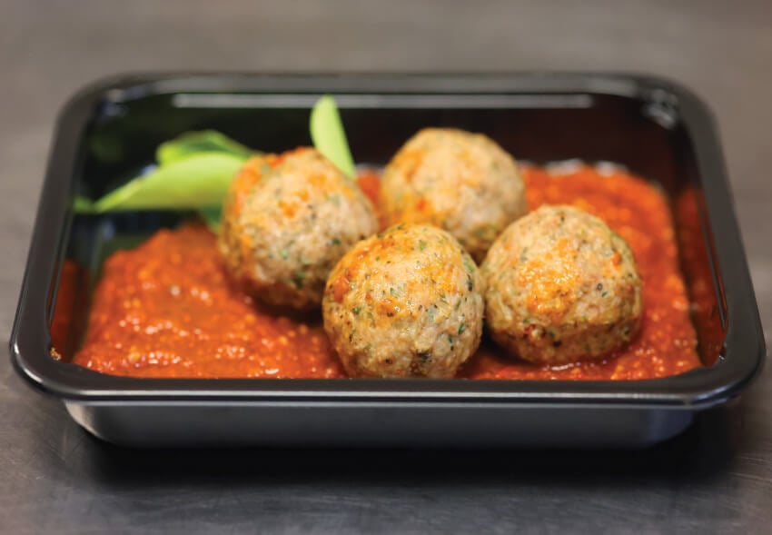 Paleo meatballs plated and garnished