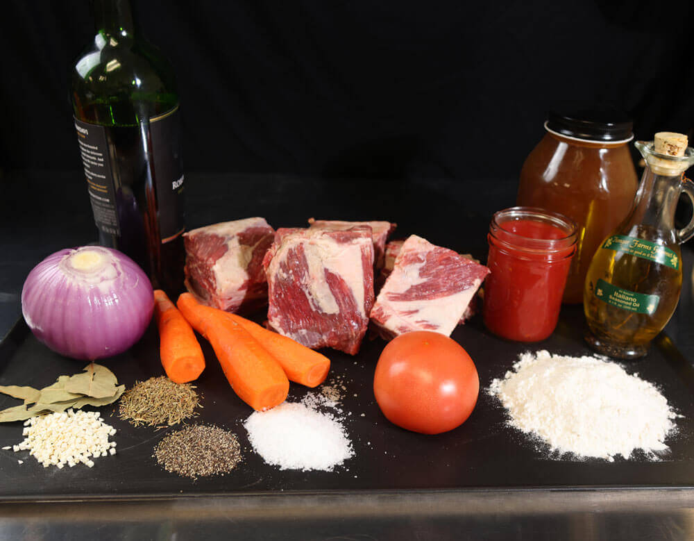 Ingredients for this red wine braised short ribs recipe
