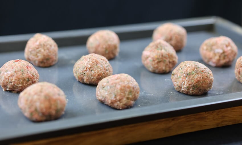 rolled shaped keto meatballs