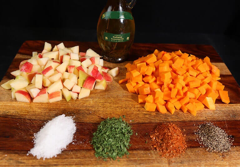 cutting butternut squash