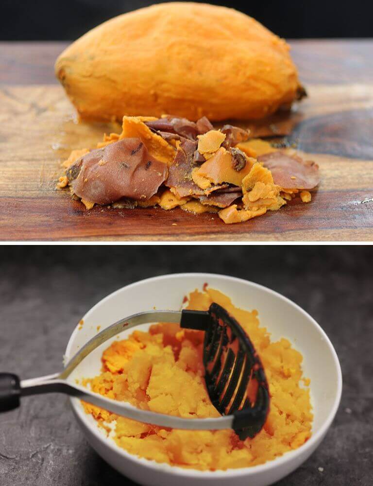 boiled sweet potato skin off