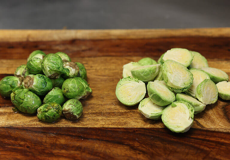 Brussels sprouts washed and halved