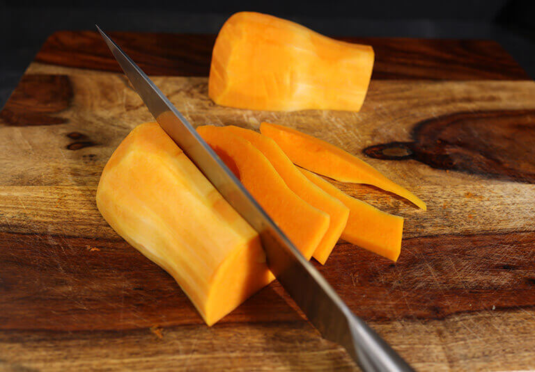 butternut squash cut into sections