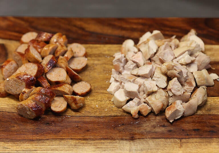 chopped chicken and sausage