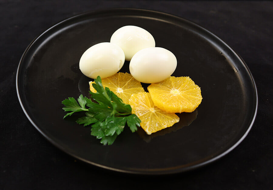 hard boiled eggs plated and garnished