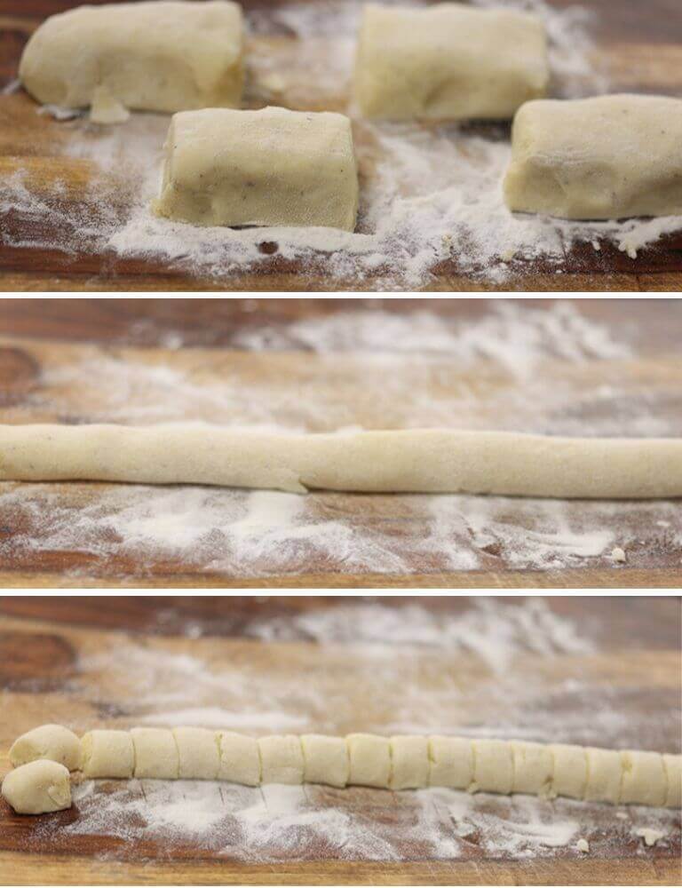 potato gnocchi portioned rolled and cut