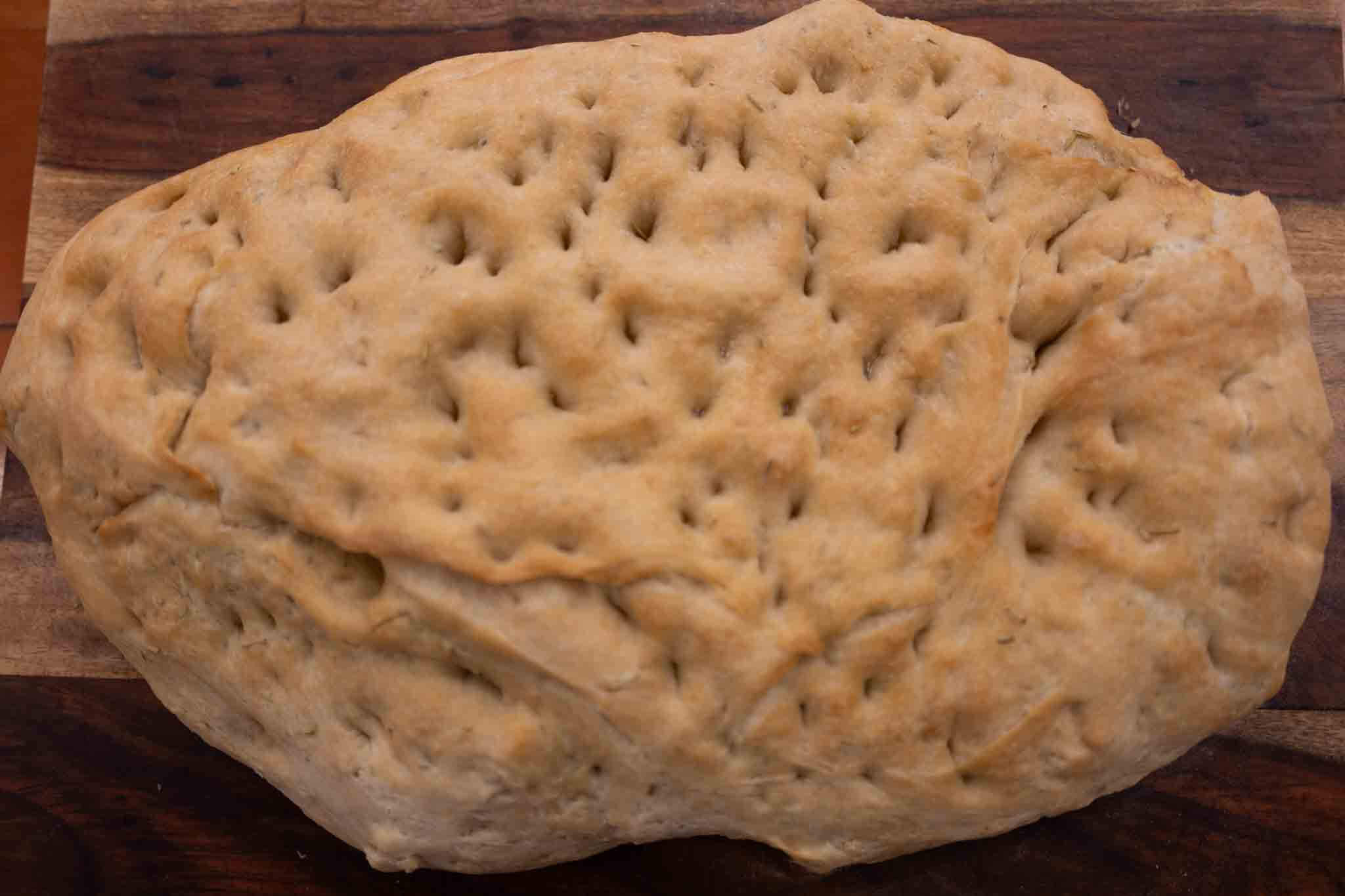 portioning the dough into two equal loaves