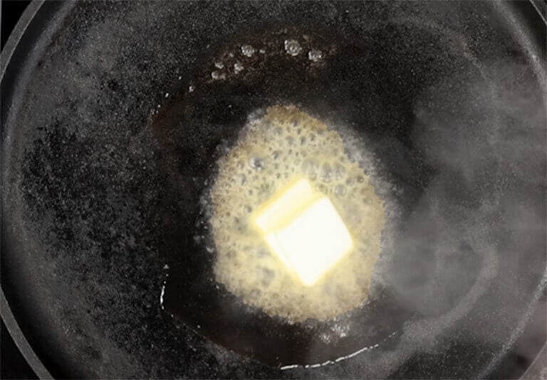 butter melting in heating pan
