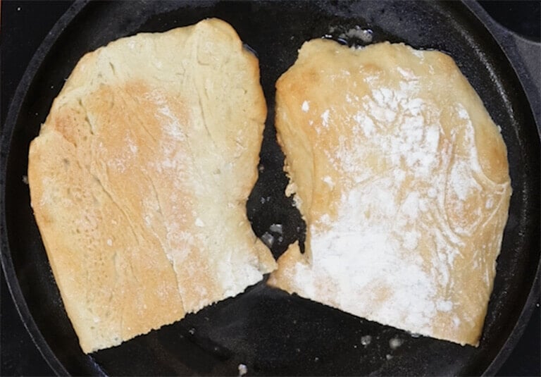 ciabatta bread toasted in pan