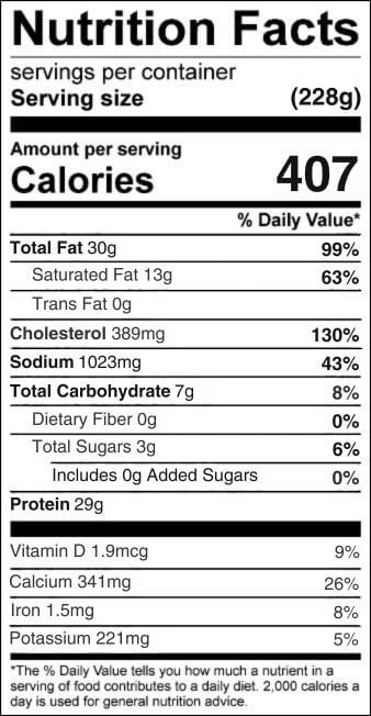 Keto Meal Parmesan Chicken Nutrition