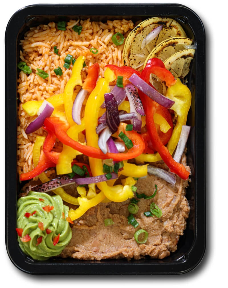 Our vegan meals are pre-portioned and pre-cooked.