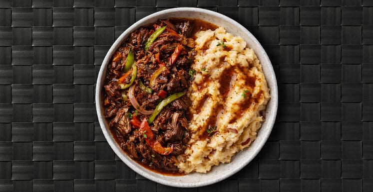 Pulled Steak w Cauli Mash