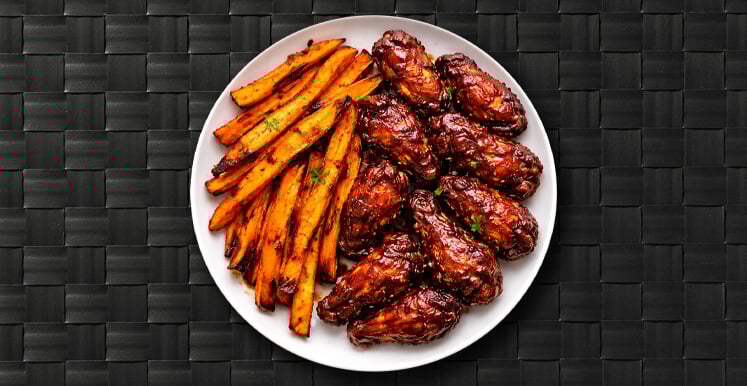 chicken wings and yams