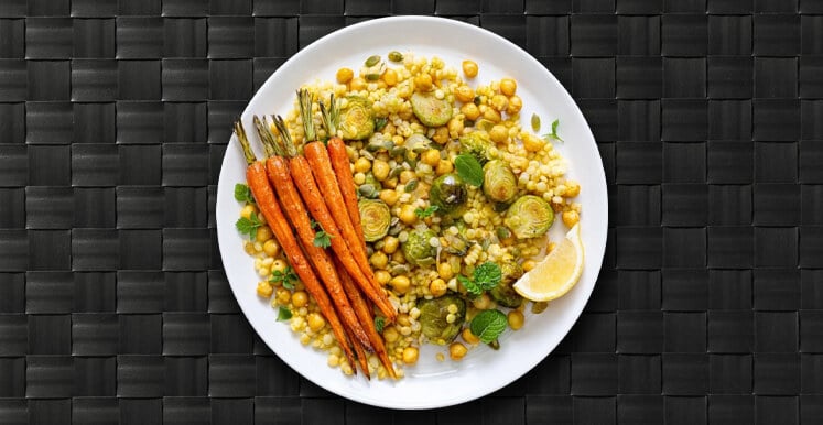couscous brussels sprouts carrots meal